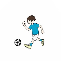 ドリブルするサッカー少年 - obrazy, fototapety, plakaty