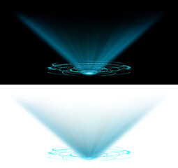 hologram hud circle blue with shiny light blue transparent background - obrazy, fototapety, plakaty