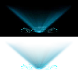 Foto op Plexiglas hologram hud circle blue with shiny light blue transparent background © Kal El BSF