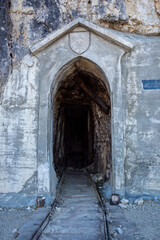 Remains of a military tunnel on Mount Piano in the Dolomite Alps, built during the First World War