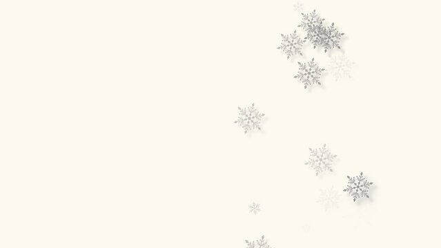 クリスマス 雪の結晶 グレー 右 小 雪が降る 【背景 オフホワイト】