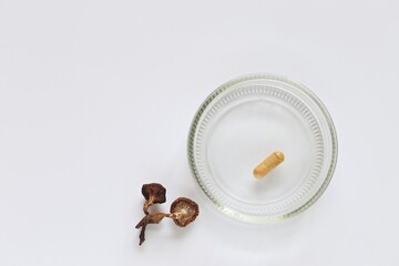 Microdosing Mushrooms. Psychedelic Magic Mushrooms Capsule. The New Trend for Mental Health