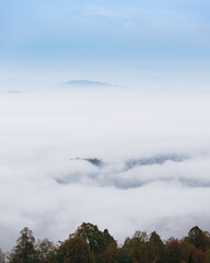 Morning fog and clouds over the valley