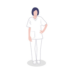 Female health care worker in faceless style