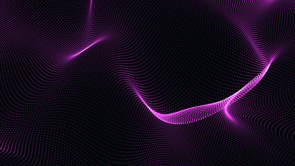 Mir purple color wave isolated on the black background. 4k