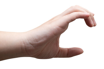 isolated of a woman's hand holding something.