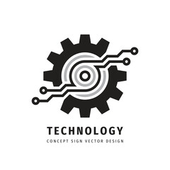 Technology gear concept business logo template design. Cogwheel mechanic sign. Computer network SEO icon. Search engine optimization. Line style. Graphic design element. Vector illustration