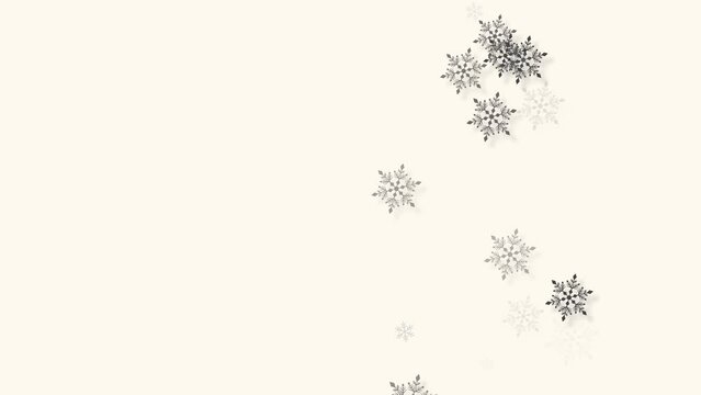 クリスマス 雪の結晶 ダークグレー 右 小 雪が降る 【背景 オフホワイト】