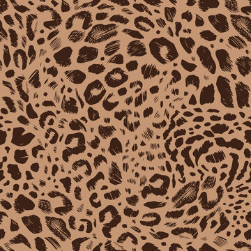 Seamless Pattern Of Leopard Spots. Jaguar Skin. A Modern Bright Illustration In Trendy Colors.