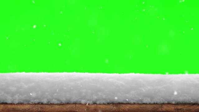 Winter Christmas background with falling snow on chroma kay 