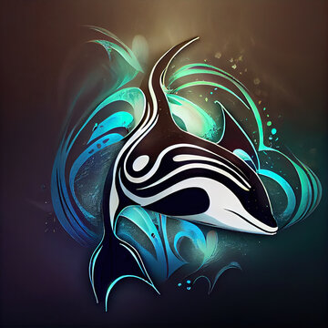 Abstract tribal Orca/Killer Whale art