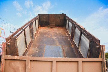 Corrosion of the sheet metal of the old truck body rusty surface and surfaces damaged by salt and...