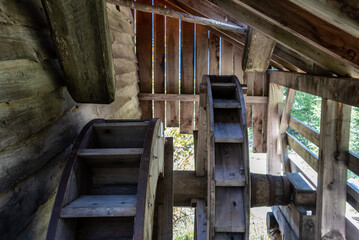Fototapeta premium An old wooden watermill in Val di Morins in the Dolomite Alps of South Tirol