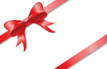 Red bow. Red gift bow for cards, presentations, christmas, new year, valentines day, march 8, womens day and birthday
