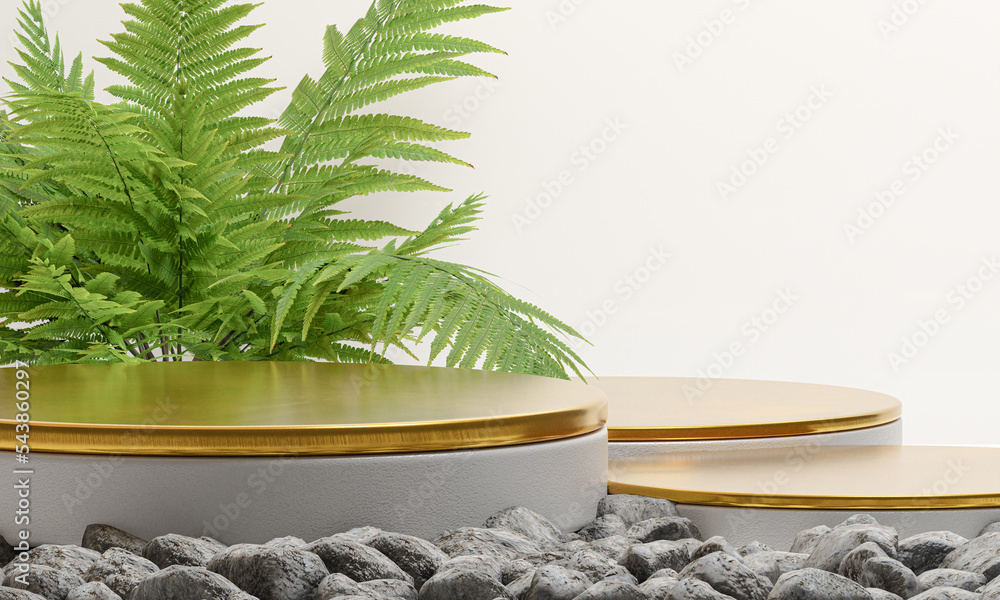 Poster 3d background products display podium scene. background 3d rendering with podium. stand to show cosmetic products. Stage showcase on pedestal display white studio. 3d rendering illustration