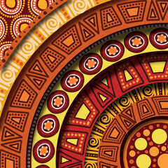 Paper cut style background with aboriginal artwork