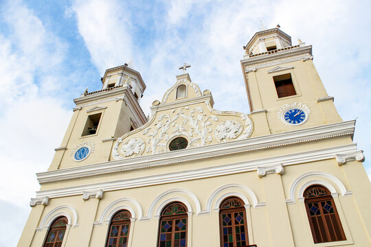 Facade of the Cathedral Basilica of Nossa Senhora das Neves in the city of Jo&atilde;o Pessoa, in Para&iacute;ba, Brazil.