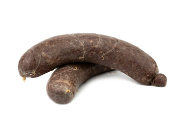 the fresh blood sausage isolated on the white background