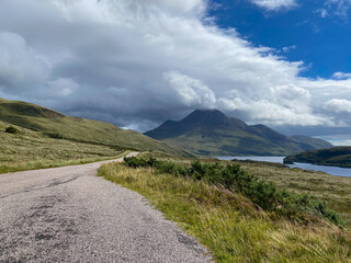 On the road along the Loch Lurgainn, Scottland.