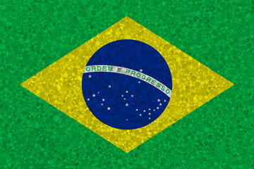 Fototapeta premium Flag of Brazil on styrofoam texture. national flag painted on the surface of plastic foam