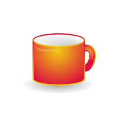 3D orange gradient mug vector isolated icon