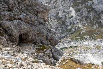 Beautiful rugged mountain landscape at Mount Lagazuoi, in the Dolomite Alps of South Tirol