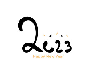 happy new year 2023. number 2023. brush, text, lettering, typography. graphic element design for calendars, posters, banners, greeting cards, social media, websites, and backgrounds