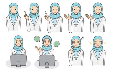 ヒジャブを付けた女性のイラスト