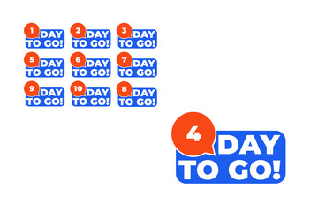 1-10 Day to go countdown banner. Blue label Number days left countdown vector illustration template