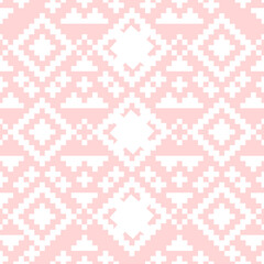 seamless white color mosaic pattern, pink color for the background