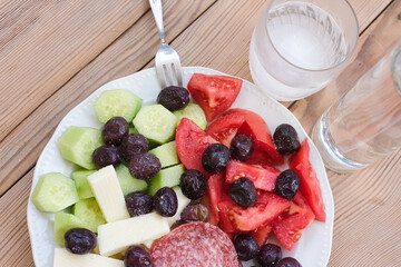 traditional appetizer table, accompanied by tsipouro or ouzo. tsipouro meze in Greek or Turkish