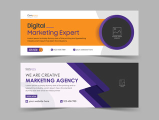 Corporate business digital marketing social media Facebook cover and email footer banner template design