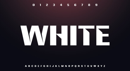Modern technology font alphabet. Internet, electric letter fonts. Creative font for electronic dance music. MINIMAL digital technology typography and number set.