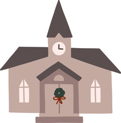 Christmas chapel clipart illustration. Cartoon style