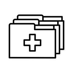 Medical file folder icon. Patient disease history. Pictogram isolated on a white background.