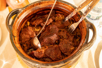 Fototapeta premium Hungarian beef stew in the pot