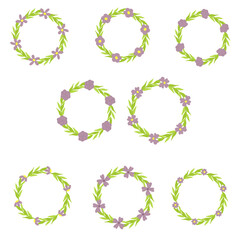 set of flowers wreath