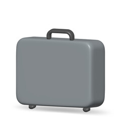 3d black briefcase on white background. Minimal style. 3D illustration rendering.