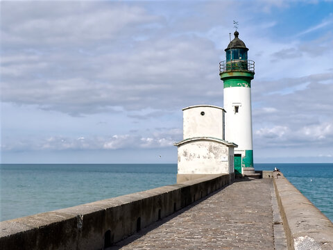Lighthouse of Le Treport, a commune in the Seine-Maritime department in Normandy, in northwestern France. 