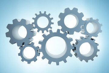 Cogwheels in the machinery and teamwork concept - 3d rendering