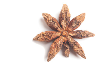 Star anise isolated on white background. Dried star anise spice fruits