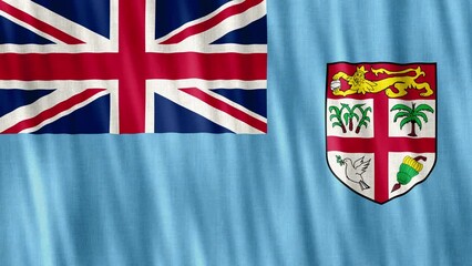 Fiji National Flag. Seamless loop animation closeup waving. 