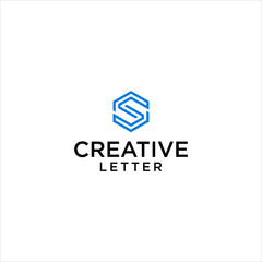 Modern geometric SS logo design with hexagon shape and abstract letter icon for tech company finance business real estate internet corporate brand identity vector template concept