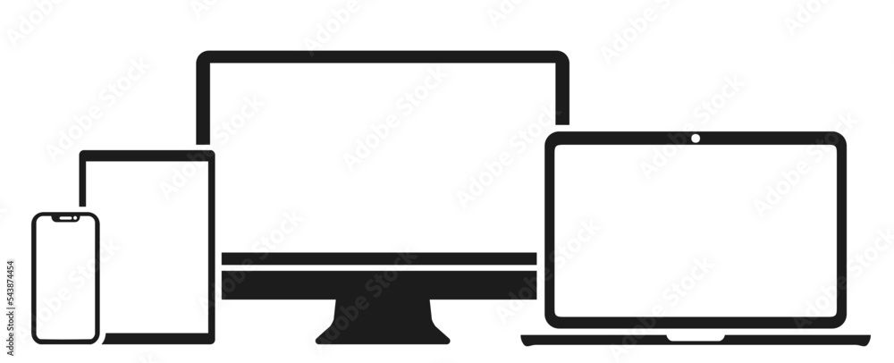 Aufkleber Set technology devices icon: computer, laptop, tablet and smartphone screen icon for web development apps and websites - vector for stock