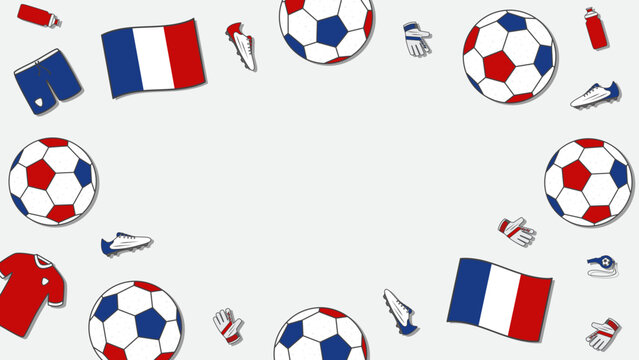 Football Background Design Template. Football Cartoon Vector Illustration. Tournament In France