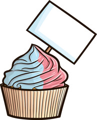 Yummy blue pink cupcake cartoon vector