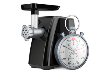Meat grinder with stopwatch, 3D rendering