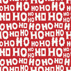 Ho ho ho Santa Claus laughter word seamless pattern for Christmas wrapping paper, card, stationery or print material.