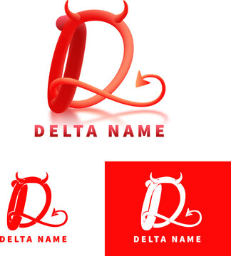 custom letter D. 3d devil form initial logo vector illustration
