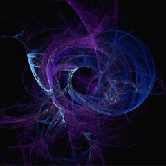 space fantasy illustration of blue planet on dark space background, art, design